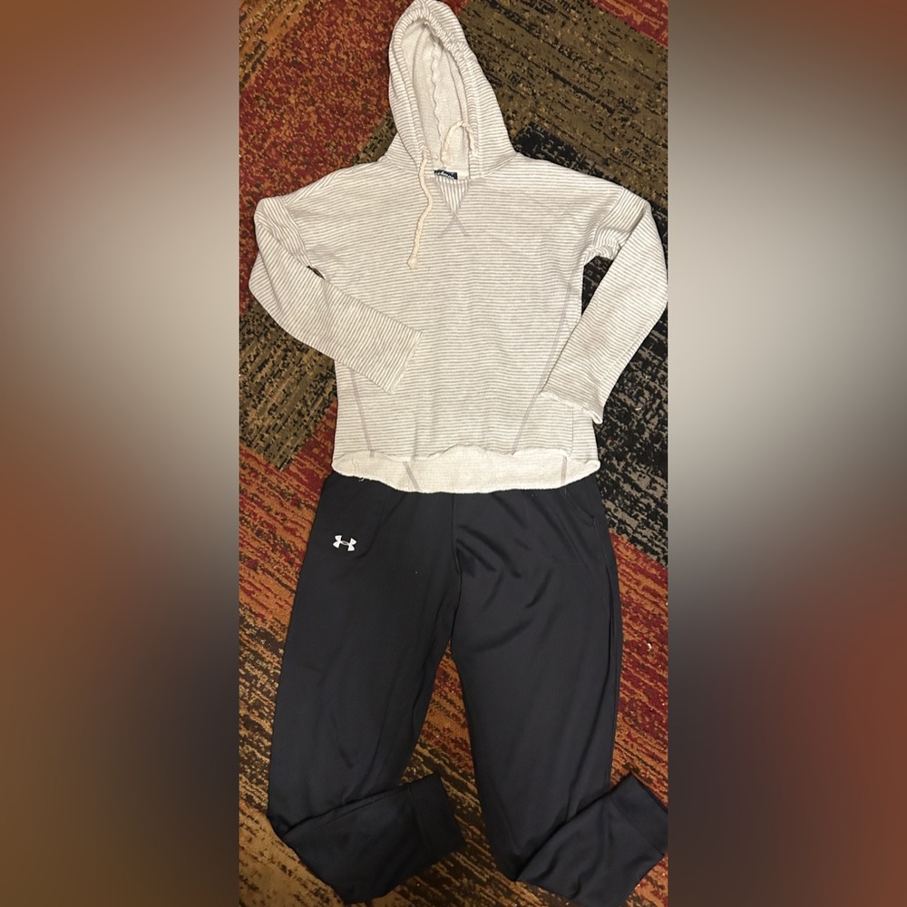 Under Armor size S joggers, black.  Freshman size S pullover lightweight